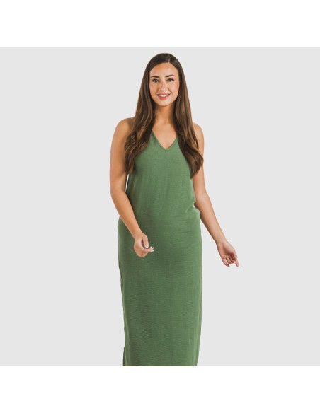 Vestido largo tirantes bambula liso