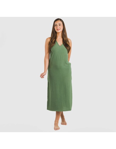 Vestido largo tirantes bambula liso