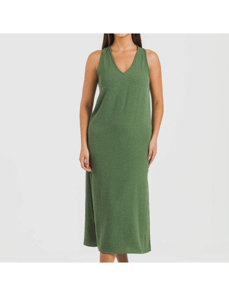 Vestido largo tirantes bambula liso