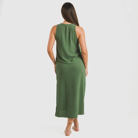 Vestido largo tirantes bambula liso