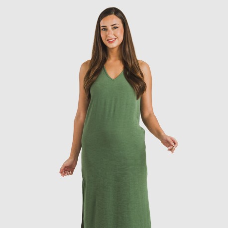 Vestido largo tirantes bambula liso