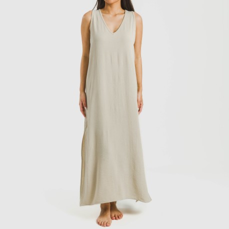 Vestido largo tirantes bambula liso