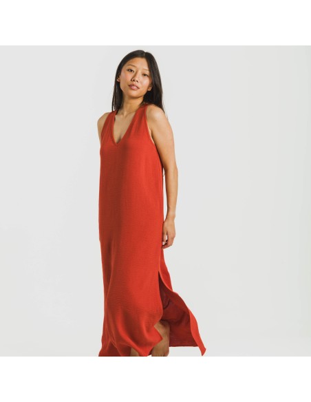 Vestido largo tirantes bambula liso