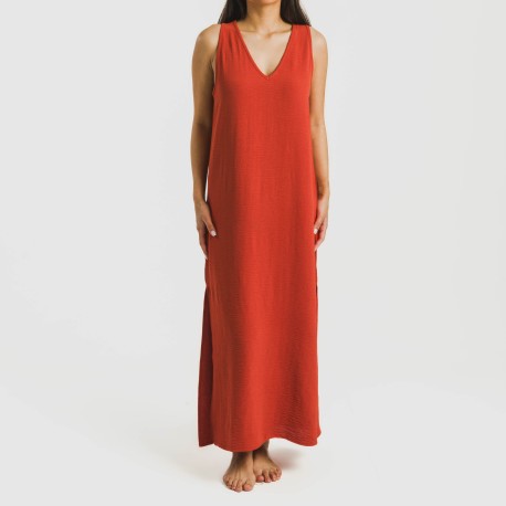 Vestido largo tirantes bambula liso