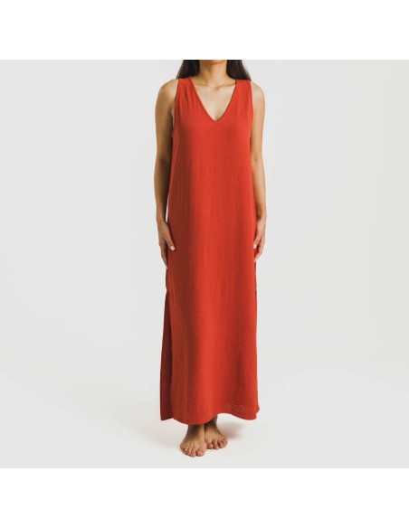 Vestido largo tirantes bambula liso