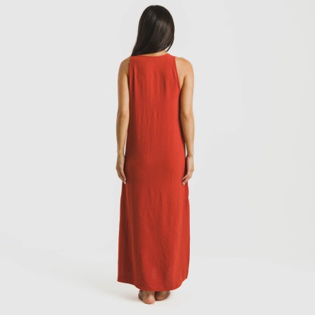 Vestido largo tirantes bambula liso