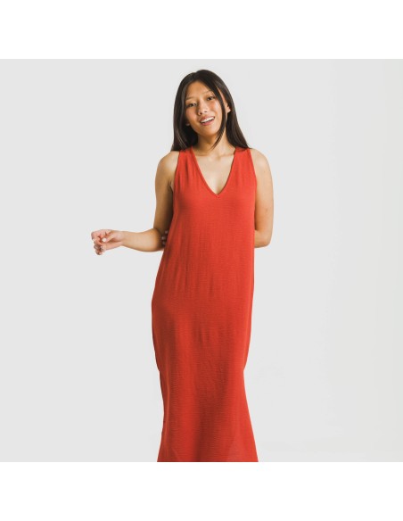 Vestido largo tirantes bambula liso