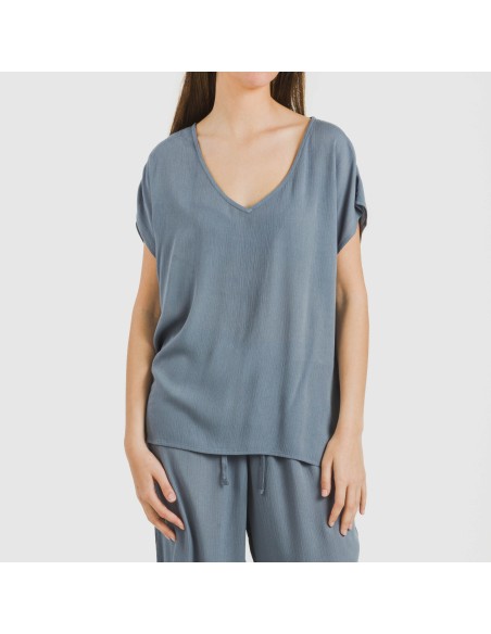 Camiseta manga fluida viscosa bambula lisa