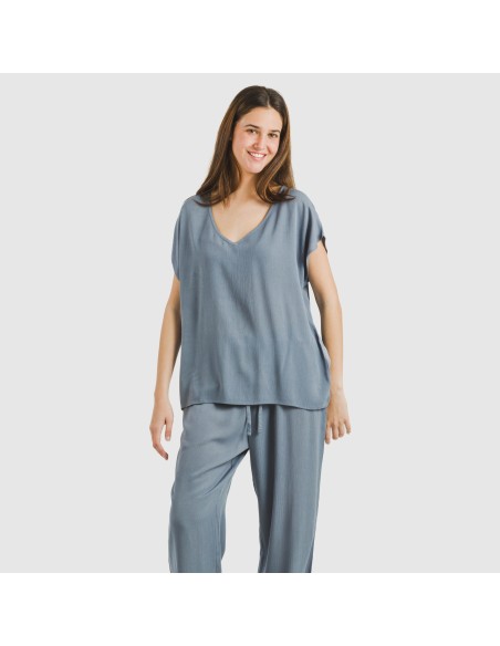 Camiseta manga fluida viscosa bambula lisa