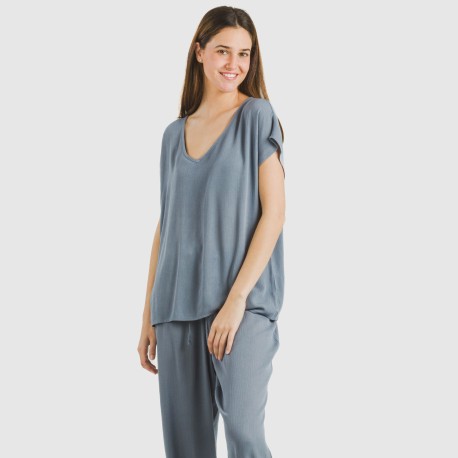 Camiseta manga fluida viscosa bambula lisa