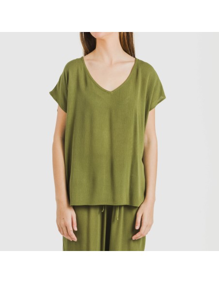 Camiseta manga fluida viscosa bambula lisa