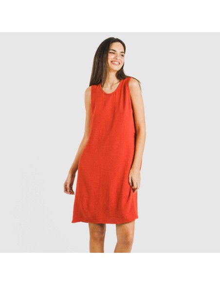 Vestido corto tirantes bambula liso