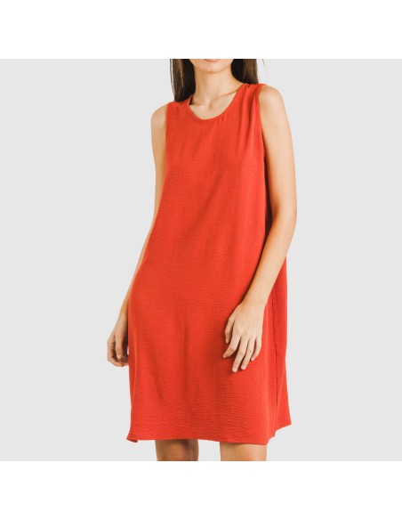 Vestido corto tirantes bambula liso