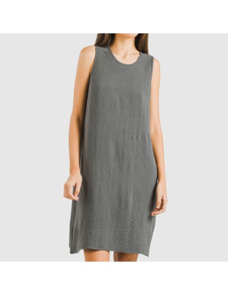 Vestido corto tirantes bambula liso