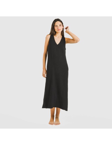 Vestido largo tirantes bambula liso