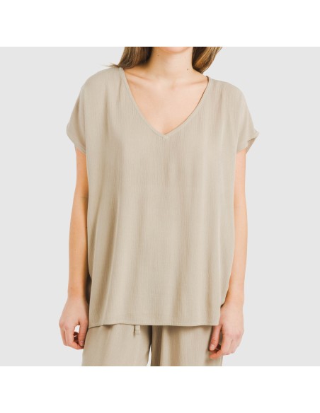 Camiseta manga fluida viscosa bambula lisa