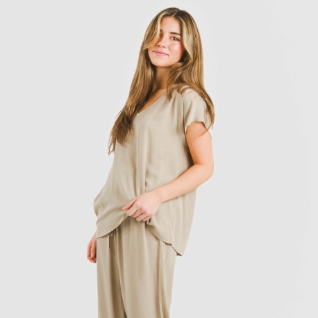 Camiseta manga fluida viscosa bambula lisa