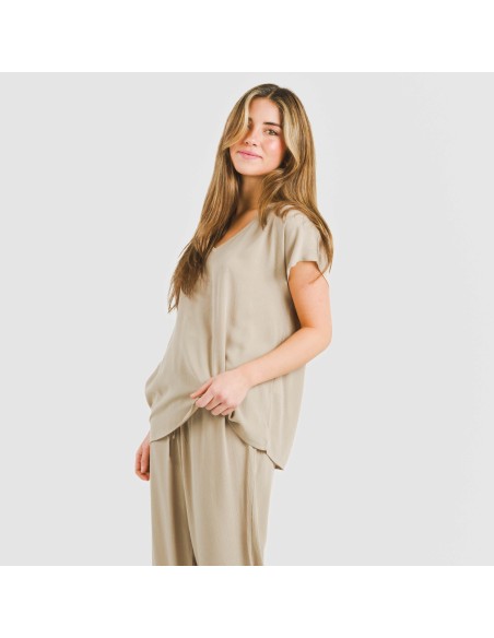 Camiseta manga fluida viscosa bambula lisa