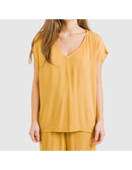 Camiseta manga fluida viscosa bambula lisa