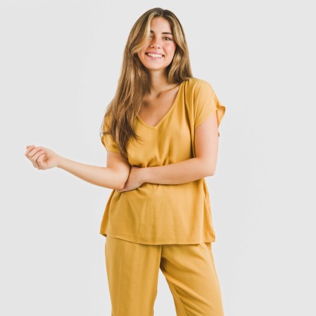 Camiseta manga fluida viscosa bambula lisa