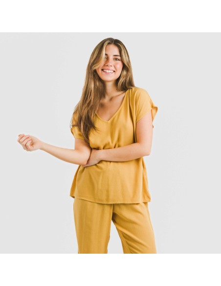 Camiseta manga fluida viscosa bambula lisa