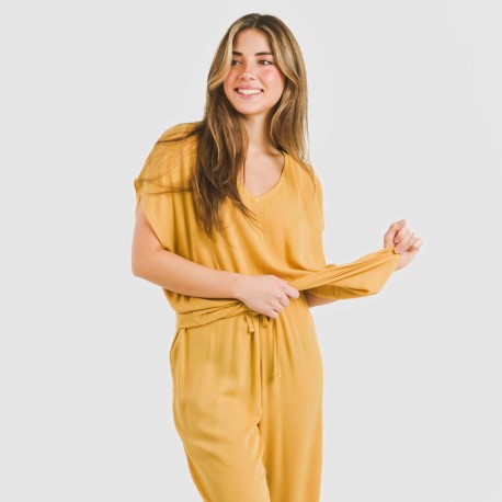 Camiseta manga fluida viscosa bambula lisa