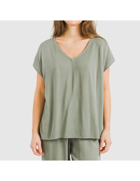 Camiseta manga fluida viscosa bambula lisa