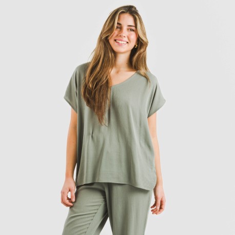 Camiseta manga fluida viscosa bambula lisa