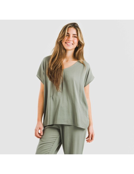 Camiseta manga fluida viscosa bambula lisa