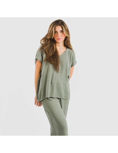 Camiseta manga fluida viscosa bambula lisa