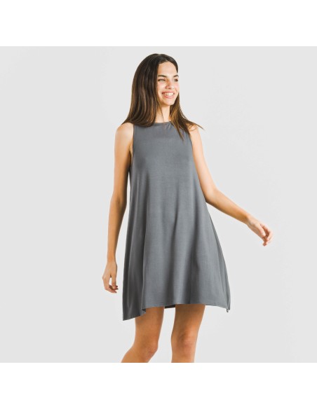 Vestido corto tirantes viscosa liso