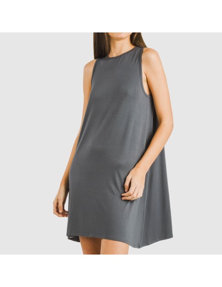 Vestido corto tirantes viscosa liso