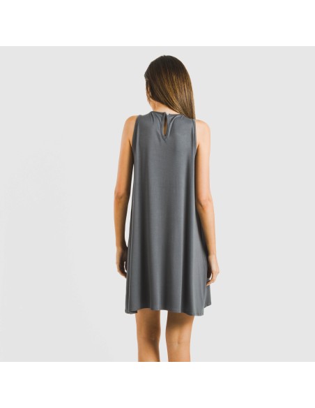 Vestido corto tirantes viscosa liso