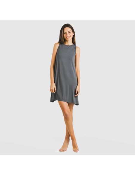 Vestido corto tirantes viscosa liso