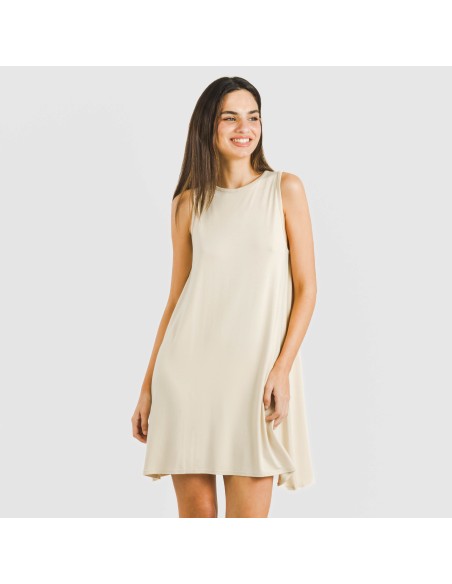 Vestido corto tirantes viscosa liso