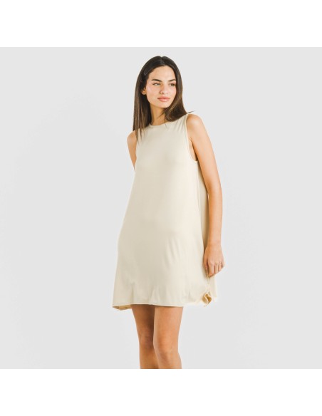 Vestido corto tirantes viscosa liso