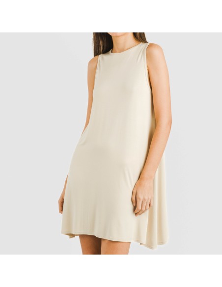Vestido corto tirantes viscosa liso