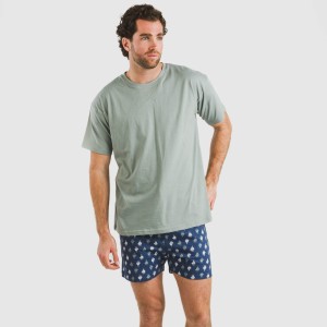 Pijama corto algodón hombre Hawat gris verdoso