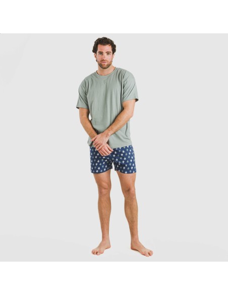 Pijama corto algodón hombre Hawat gris verdoso