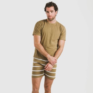 Pijama corto algodón hombre Raya Nit New caqui 2