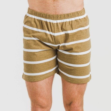 Pijama corto algodón hombre Raya Nit New caqui