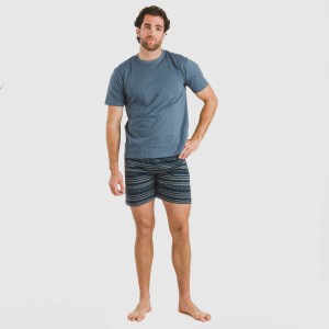 Pijama corto algodón hombre Evelio azul marino 2