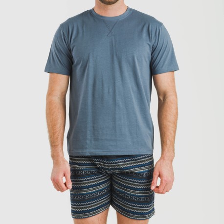 Pijama corto algodón hombre Evelio azul marino