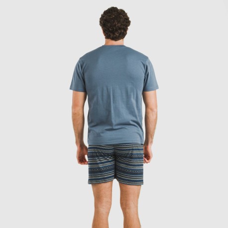 Pijama corto algodón hombre Evelio azul marino
