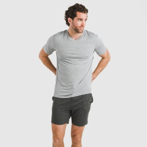 Pijama corto viscosa hombre gris claro mezcliyado - marengo mezcliyado