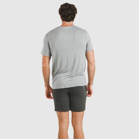 Pijama corto viscosa hombre gris claro mezcliyado - marengo mezcliyado