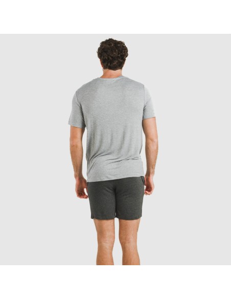Pijama corto viscosa hombre gris claro mezcliyado - marengo mezcliyado