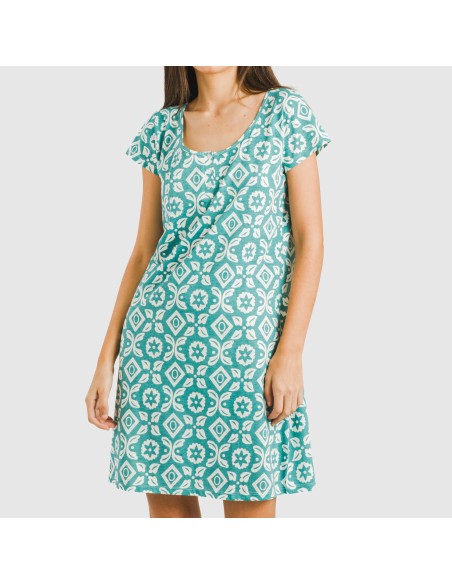 Blusón algodón Eugenia agua marina