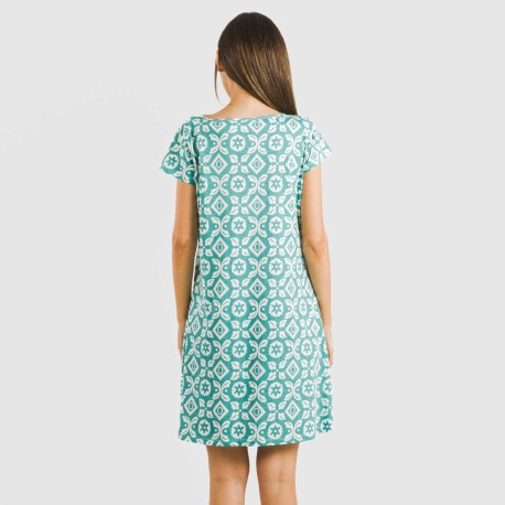 Blusón algodón Eugenia agua marina