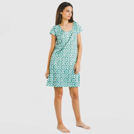 Blusón algodón Eugenia agua marina